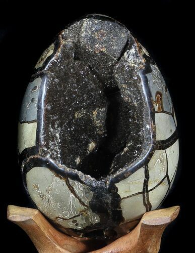 Septarian Dragon Egg Geode - Black Crystals #36090